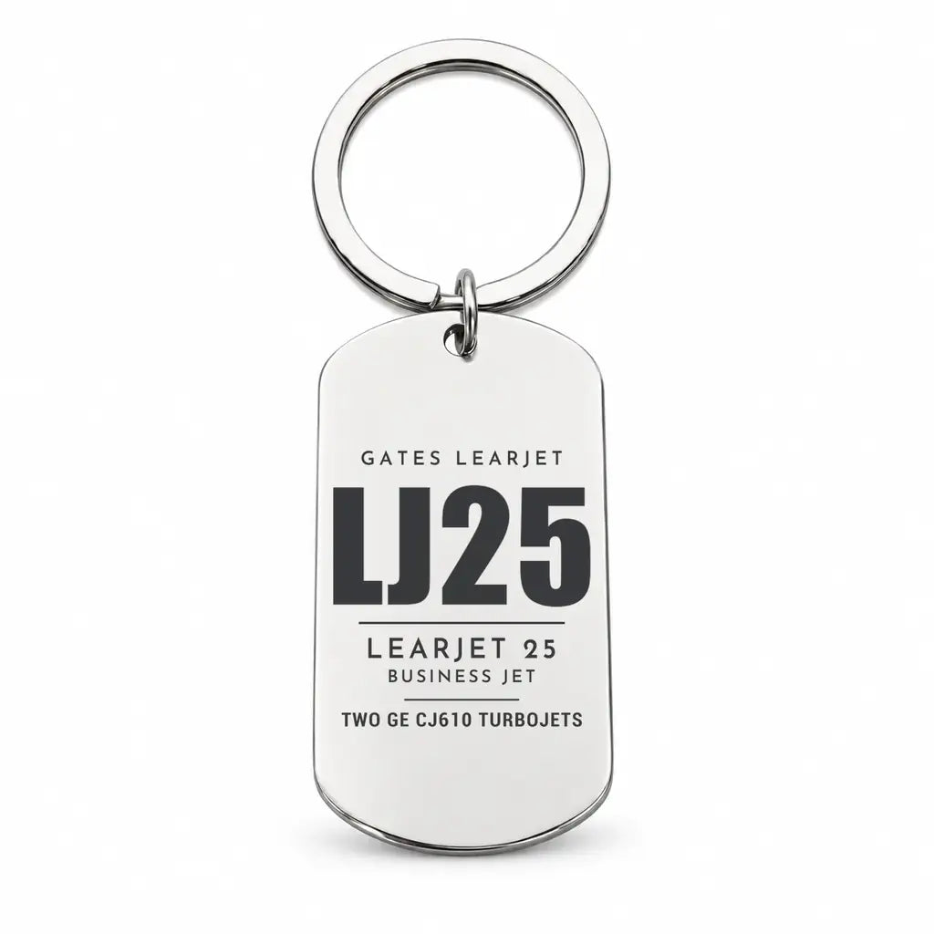 Bombardier Learjet 25 - Key Chain - Tag - Silver