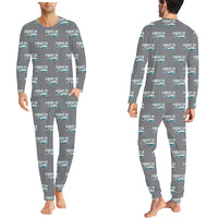 Thumbnail for Bombardier Learjet 25 - Men Pajamas - Cartoon Pattern - Gray