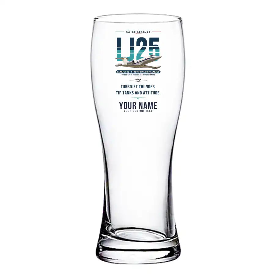 Bombardier Learjet 25 - Original + Name - Pilsner Beer Glass