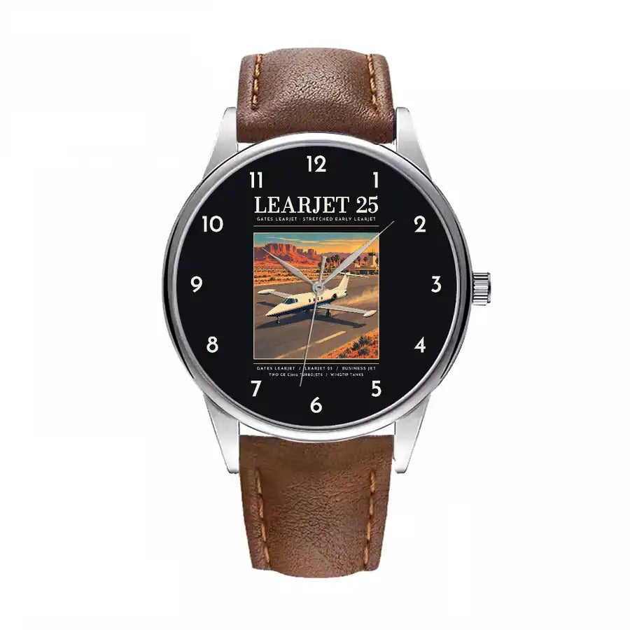Bombardier Learjet 25 - Poster - Leather Strap - Brown Leather Strap