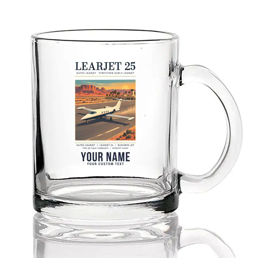 Bombardier Learjet 25 - Poster + Name - Coffee & Tea Glass