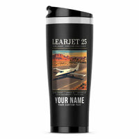 Thumbnail for Bombardier Learjet 25 - Poster + Name - Stainless Steel (No Holder) - Black