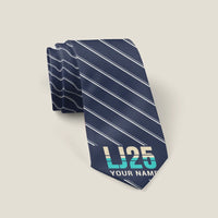 Thumbnail for Bombardier Learjet 25 - Stripe + Name - Tie - Navy Blue
