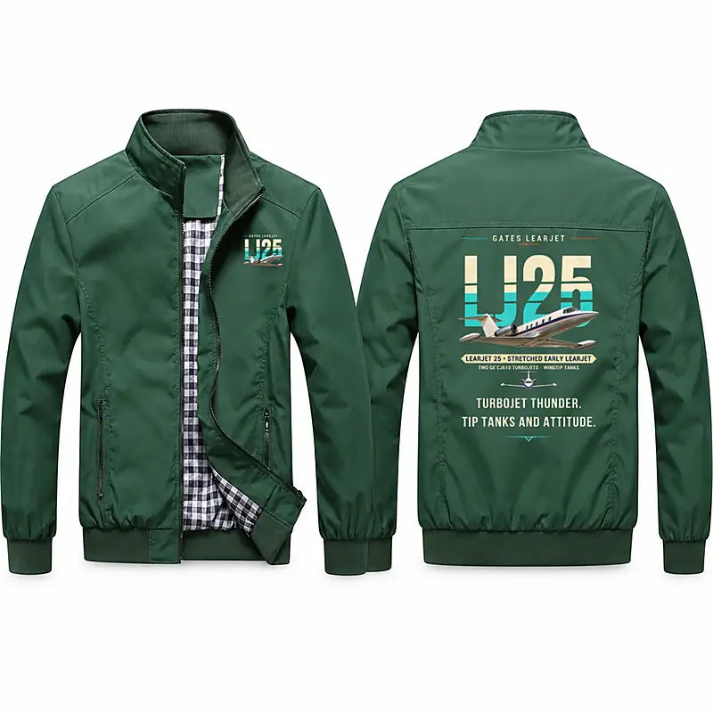 Bombardier Learjet 25 Stylish Jackets - Stand Collar - Original - Green