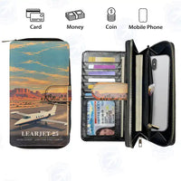 Thumbnail for Bombardier Learjet 25 Leather Wallets - Zip Long Wallet - 3D