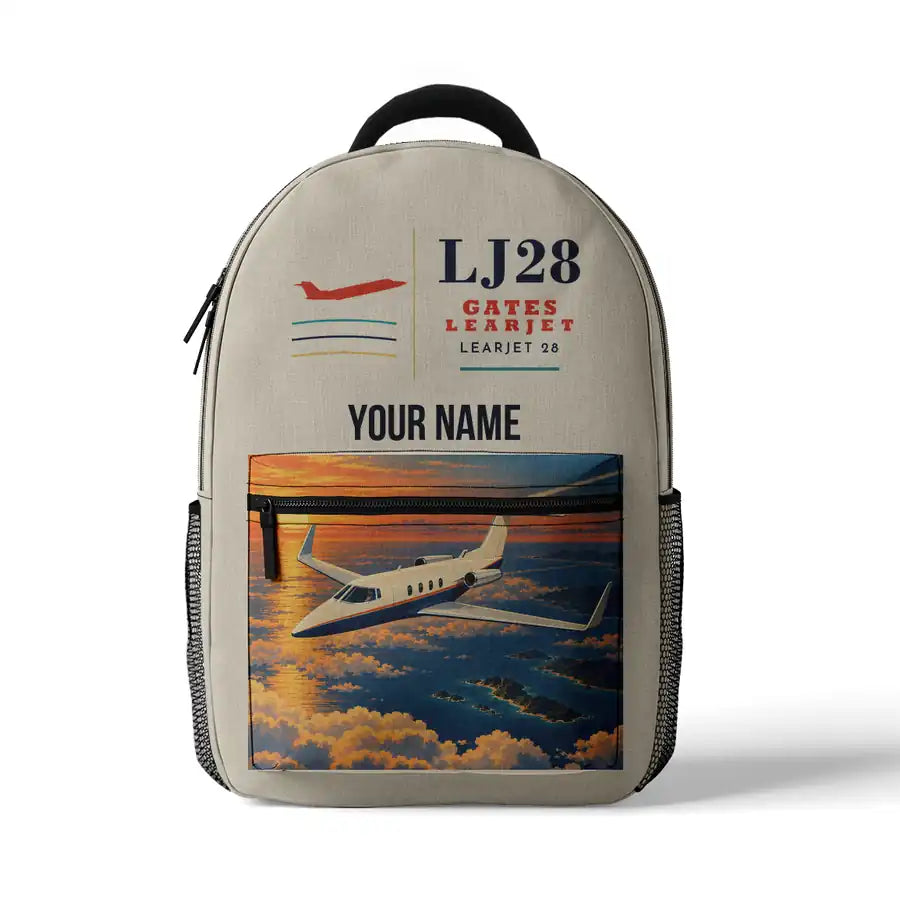 Bombardier Learjet 28 - 3D Backpack - Beige + Name