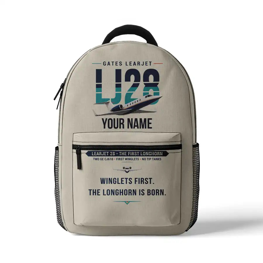 Bombardier Learjet 28 - 3D Backpack - Original + Name - Beige