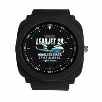 Thumbnail for Bombardier Learjet 28 - Cartoon + Name - Rubber Strap - Black