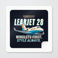 Thumbnail for Bombardier Learjet 28 - Cartoon - Square Sticker - Peel