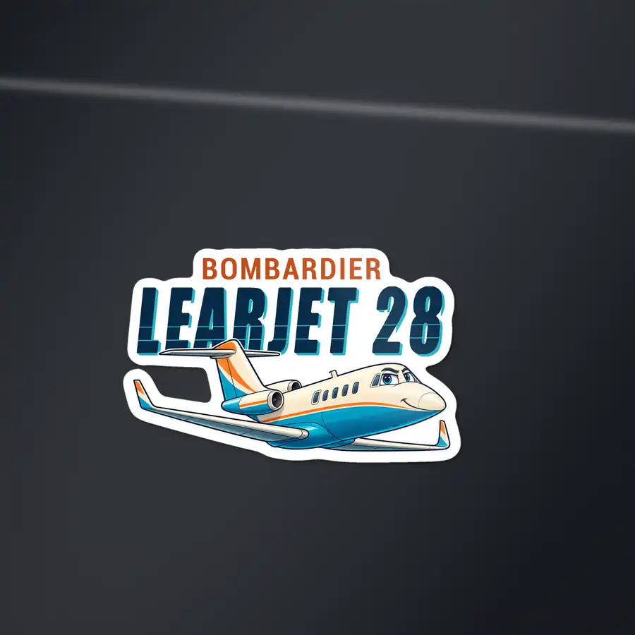 Bombardier Learjet 28 - Cartoon Die-Cut - Die-Cut - Dark Car