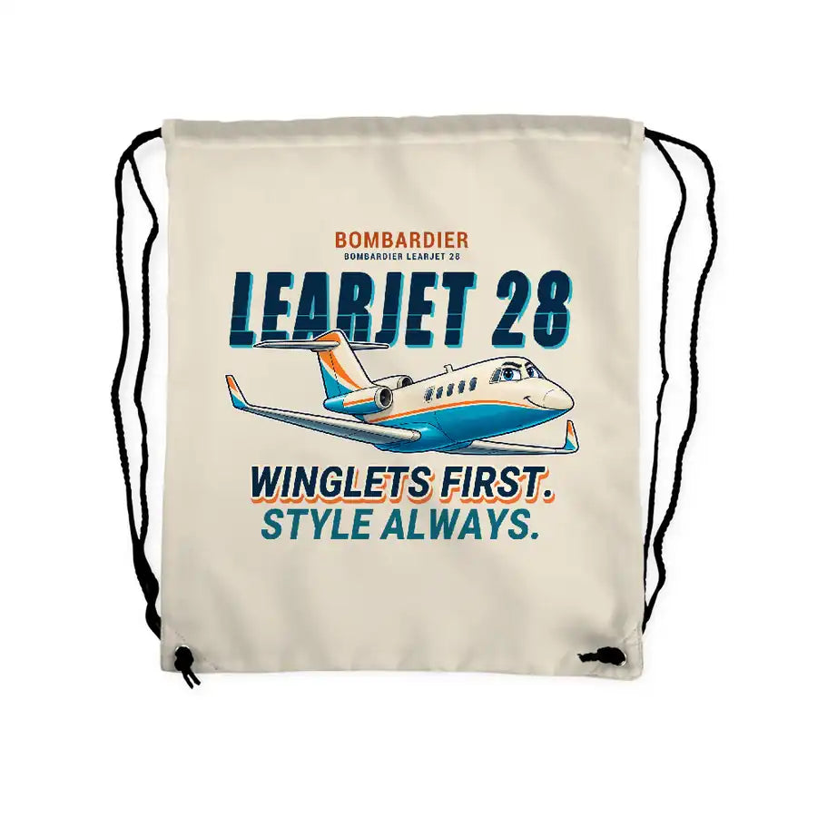 Bombardier Learjet 28 - Drawstring Bag - Cartoon - Beige