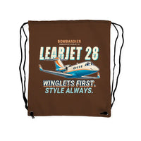 Thumbnail for Bombardier Learjet 28 - Drawstring Bag - Cartoon - Brown
