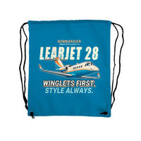 Thumbnail for Bombardier Learjet 28 - Drawstring Bag - Cartoon - Light Blue