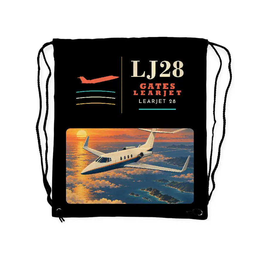 Bombardier Learjet 28 - Drawstring Bag - Classic - Black