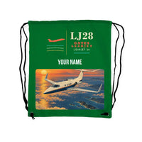 Thumbnail for Bombardier Learjet 28 - Drawstring Bag - Classic + Name - Green