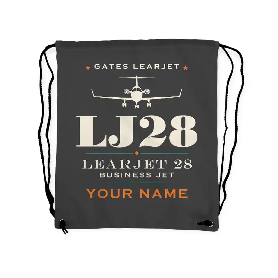 Bombardier Learjet 28 - Drawstring Bag - Heritage + Name - Gray