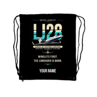 Thumbnail for Bombardier Learjet 28 - Drawstring Bag - Original + Name - Black