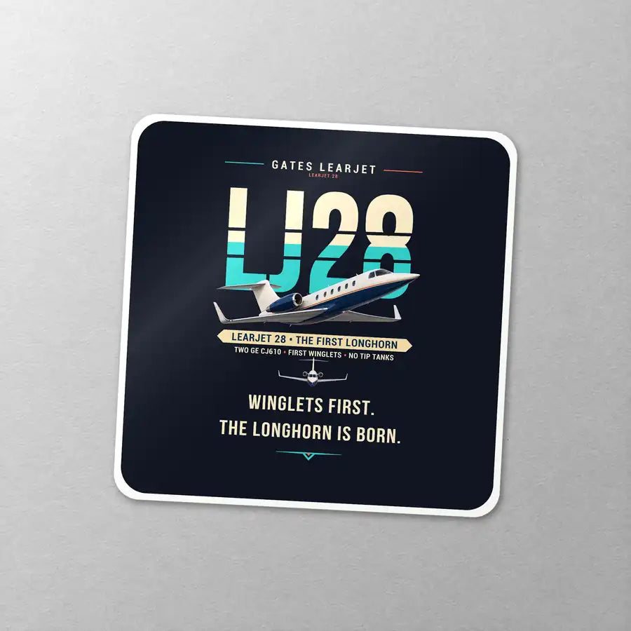 Bombardier Learjet 28 - Original - Square Sticker - Close-up