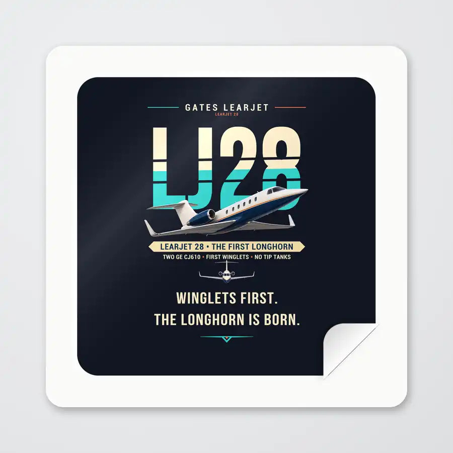 Bombardier Learjet 28 - Original - Square Sticker - Peel