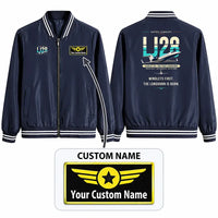 Thumbnail for Bombardier Learjet 28 Stylish Jackets - Baseball Collar - Original + Name - Navy Blue