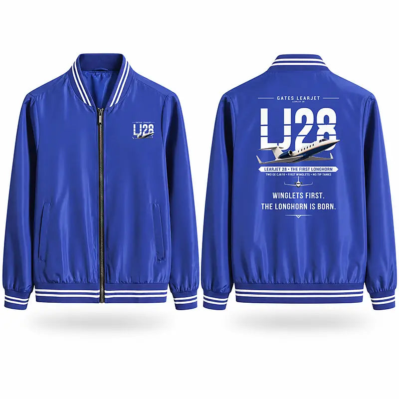 Bombardier Learjet 28 Stylish Jackets - Baseball Collar - Original - Royal Blue