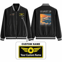 Thumbnail for Bombardier Learjet 28 Stylish Jackets - Baseball Collar - Poster + Name - Black