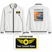 Thumbnail for Bombardier Learjet 28 Stylish Jackets - Baseball Collar - Poster + Name - White