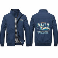 Thumbnail for Bombardier Learjet 28 Stylish Jackets - Stand Collar - Cartoon - Navy Blue