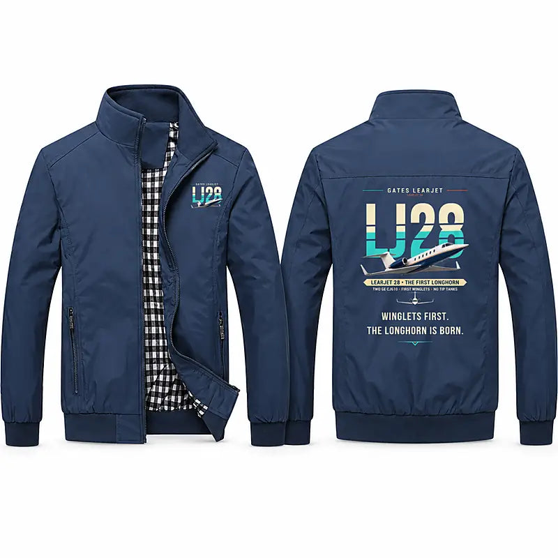 Bombardier Learjet 28 Stylish Jackets - Stand Collar - Original - Navy Blue
