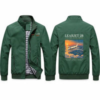 Thumbnail for Bombardier Learjet 28 Stylish Jackets - Stand Collar - Poster - Green
