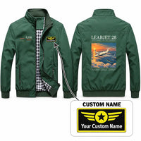 Thumbnail for Bombardier Learjet 28 Stylish Jackets - Stand Collar - Poster + Name - Green
