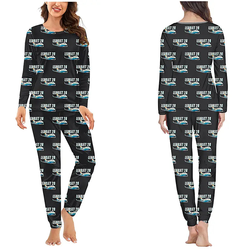 Bombardier Learjet 28 - Women Pajamas - Cartoon Pattern - Black