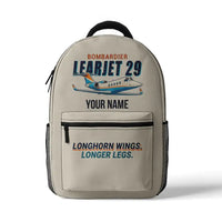 Thumbnail for Bombardier Learjet 29 - 3D Backpack - Cartoon + Name - Beige