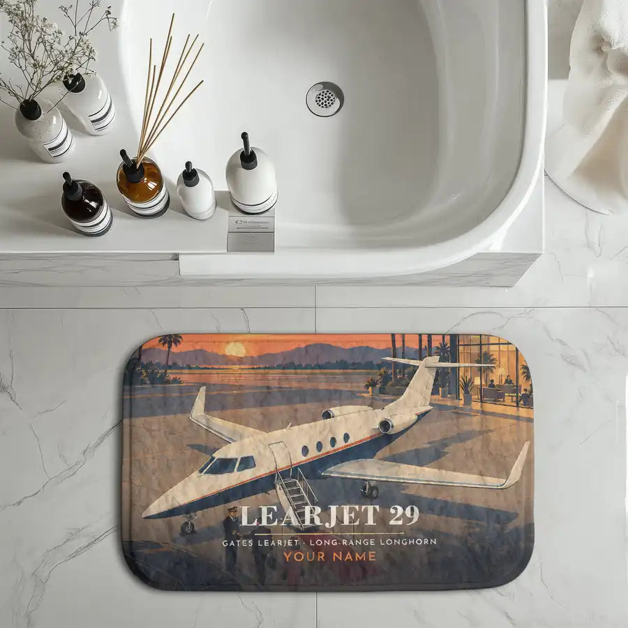 Bombardier Learjet 29 - 3D + Name - Bath Mat