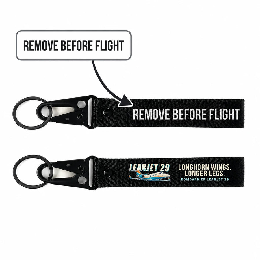 Bombardier Learjet 29 Hawk-Shaped Key Chains - Black - Cartoon - Remove Before Flight