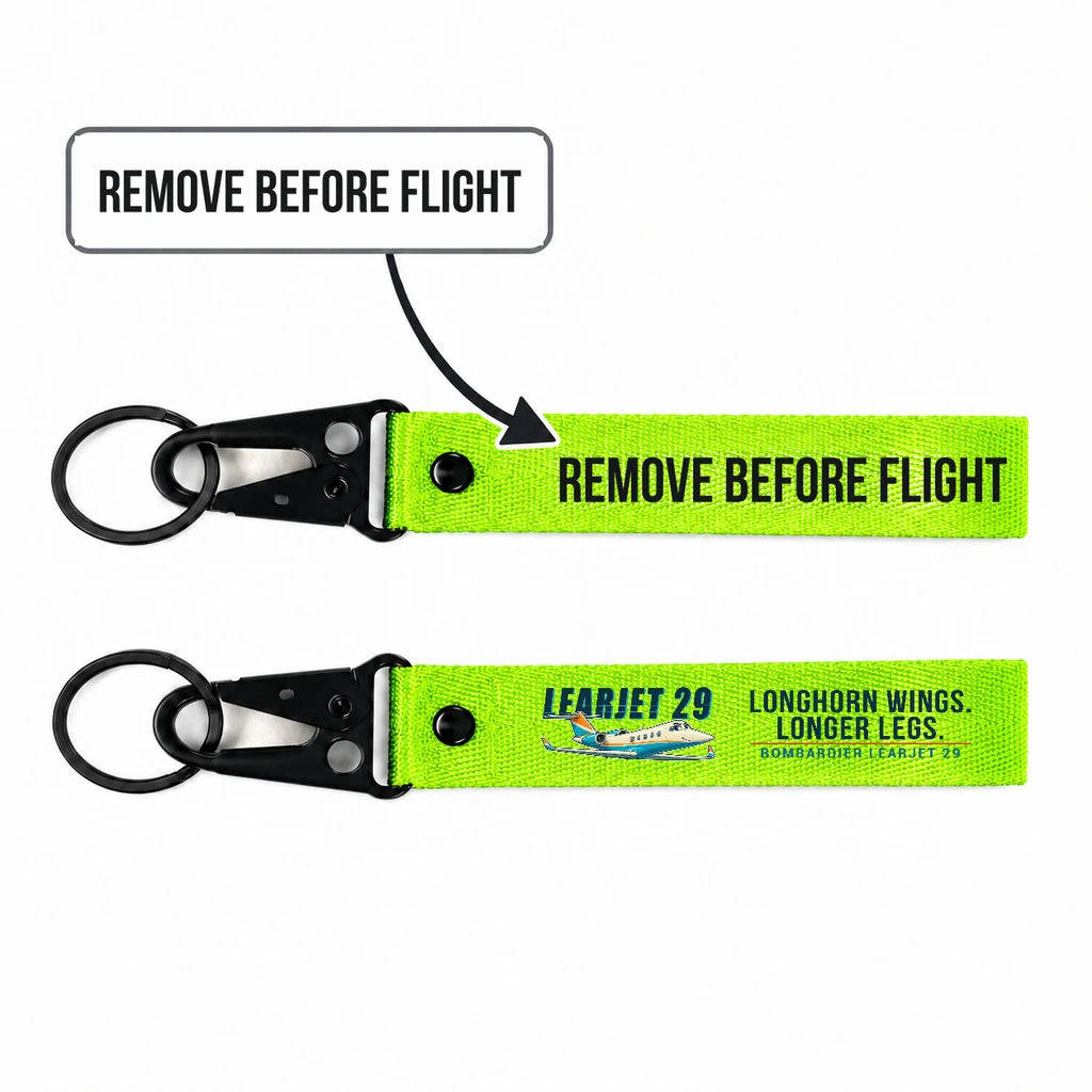 Bombardier Learjet 29 Hawk-Shaped Key Chains - Light Green - Cartoon - Remove Before Flight