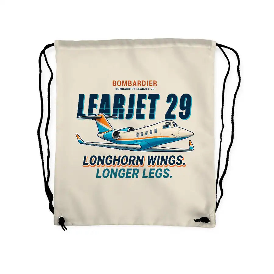 Bombardier Learjet 29 - Drawstring Bag - Cartoon - Beige
