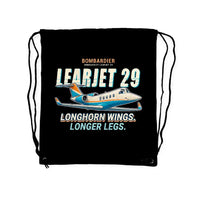 Thumbnail for Bombardier Learjet 29 - Drawstring Bag - Cartoon - Black