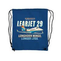 Thumbnail for Bombardier Learjet 29 - Drawstring Bag - Cartoon - Blue