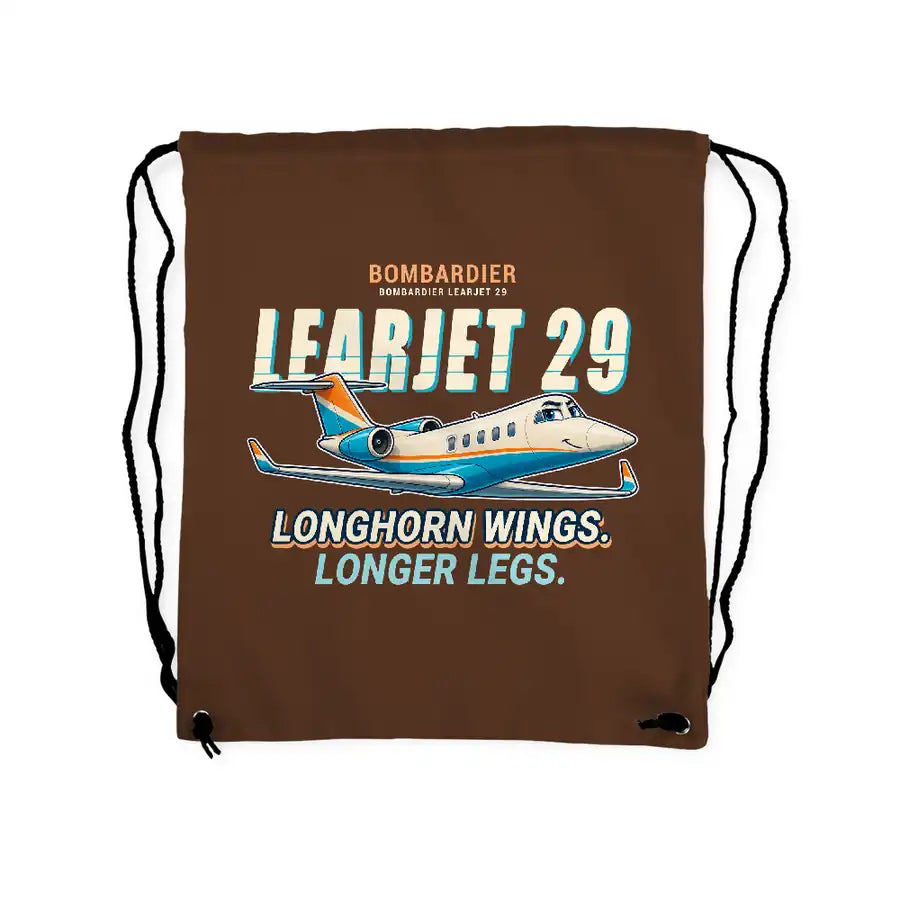 Bombardier Learjet 29 - Drawstring Bag - Cartoon - Brown