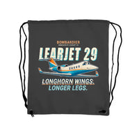 Thumbnail for Bombardier Learjet 29 - Drawstring Bag - Cartoon - Gray