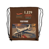 Thumbnail for Bombardier Learjet 29 - Drawstring Bag - Classic + Name - Brown