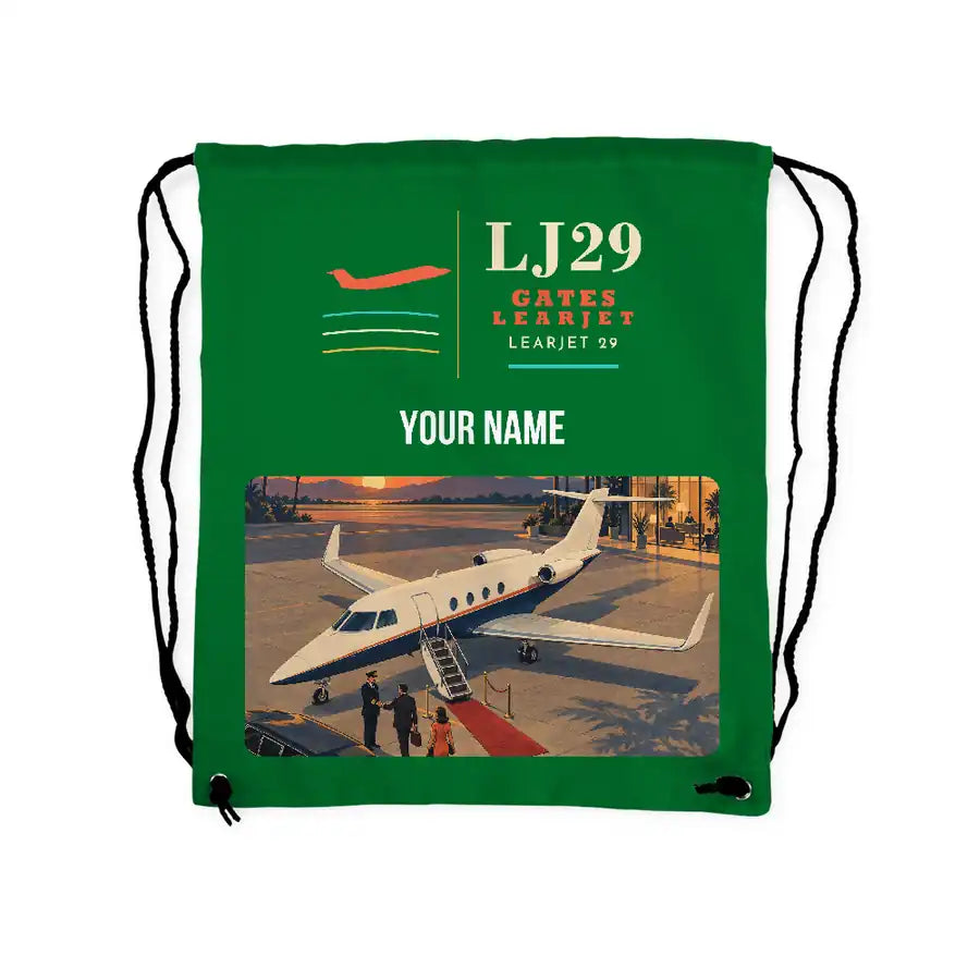 Bombardier Learjet 29 - Drawstring Bag - Classic + Name - Green