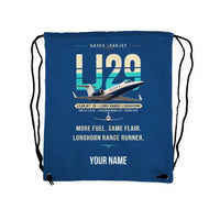 Thumbnail for Bombardier Learjet 29 - Drawstring Bag - Original + Name - Blue