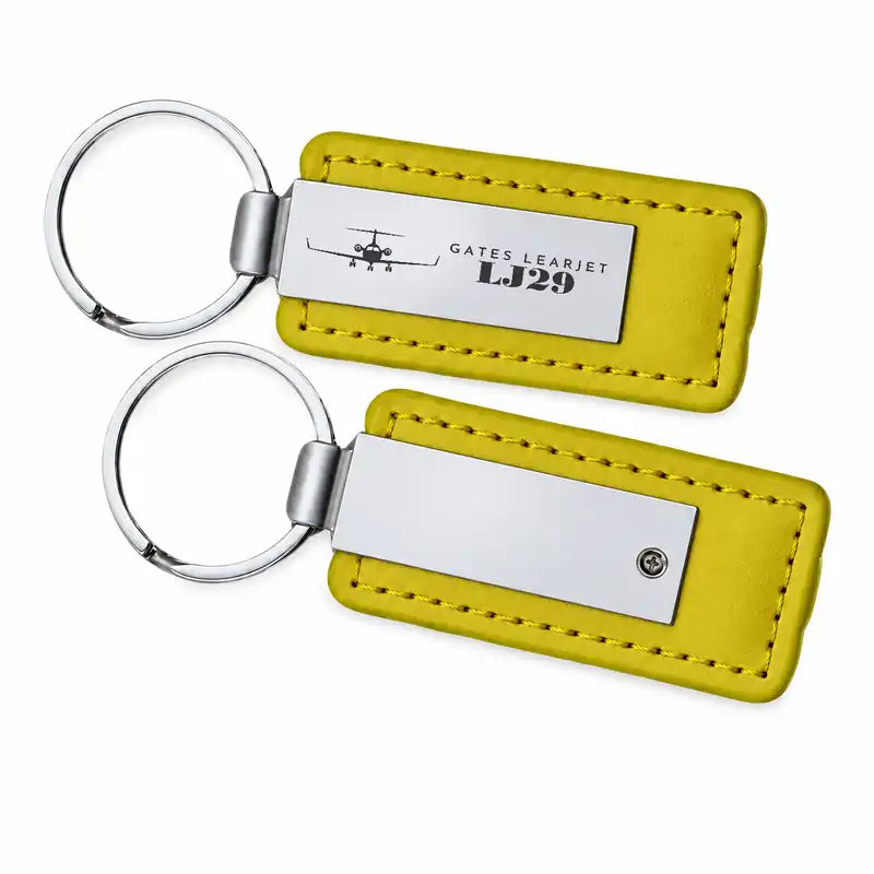 Bombardier Learjet 29 - Leather Key Chain - Faux Leather - Heritage - Yellow