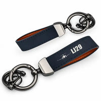 Thumbnail for Bombardier Learjet 29 - Leather Key Chain - Horseshoe Buckle - Heritage - Navy Blue