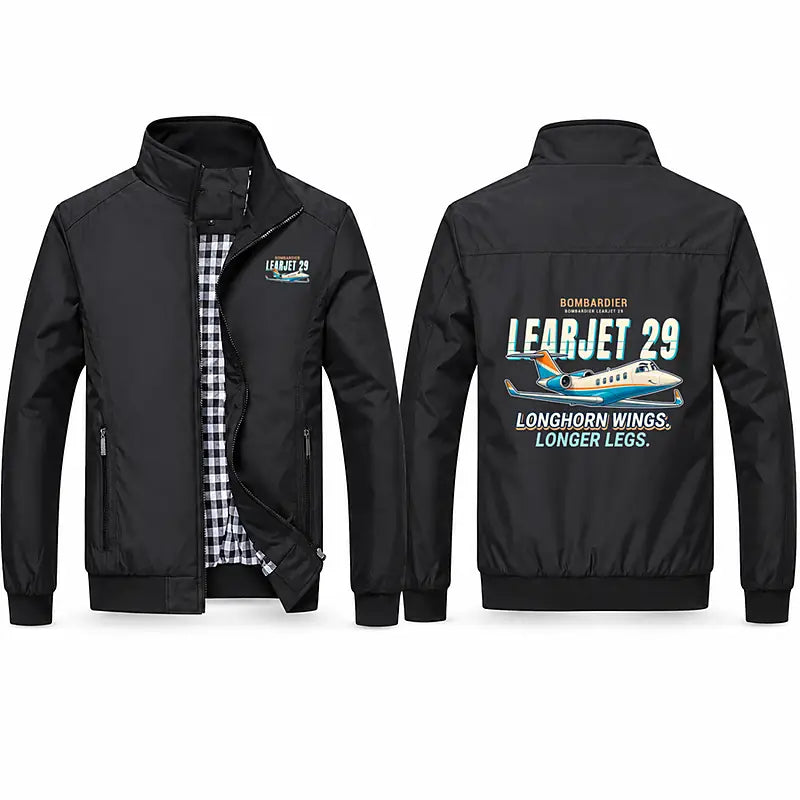 Bombardier Learjet 29 Stylish Jackets - Stand Collar - Cartoon - Black