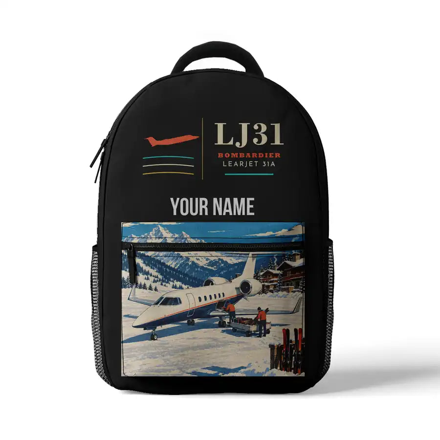 Bombardier Learjet 31A - 3D Backpack - Black + Name