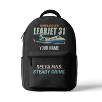 Thumbnail for Bombardier Learjet 31A - 3D Backpack - Cartoon + Name - Gray