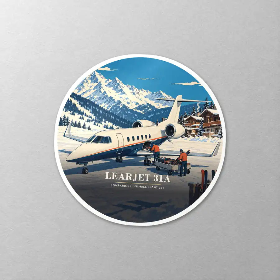 Bombardier Learjet 31A - 3D - Circle Sticker - Close-up